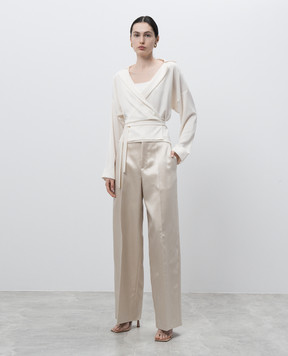 Philosophy di Lorenzo Serafini Beige pants with shiny texture V03010723
