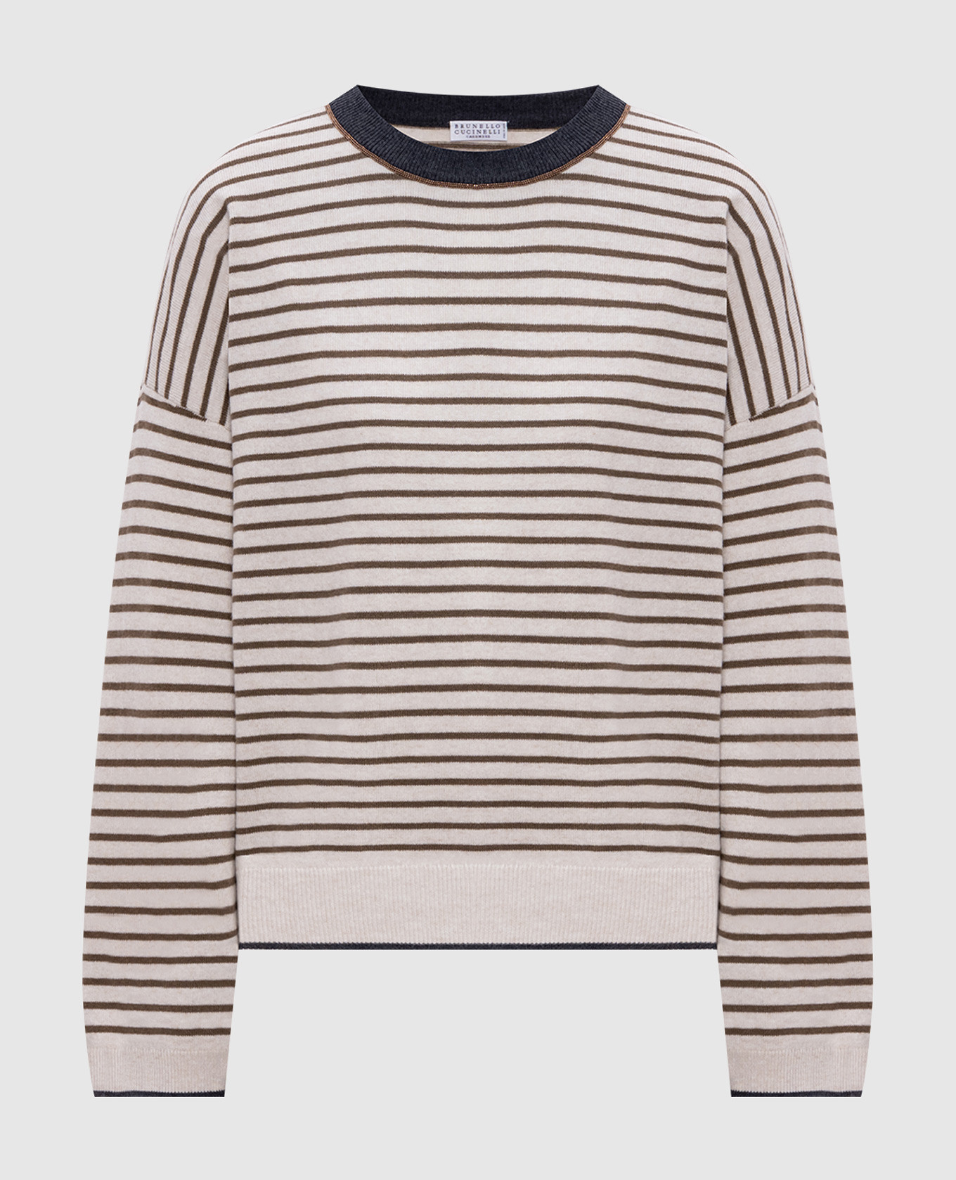 

Beige striped wool, cashmere and silk jumper Brunello Cucinelli