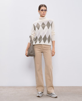 Ballantyne White cashmere sweater with a pattern B1P73412KG6