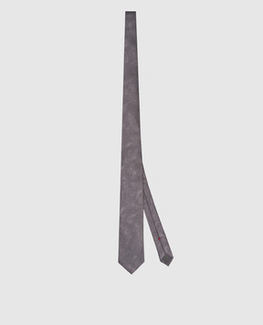 Brunello Cucinelli Gray patterned silk tie MR8970018