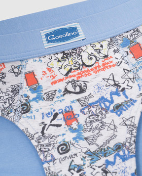 RiminiVeste Gasolino children's blue briefs with a graffiti print U3519