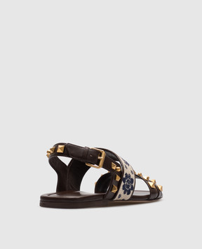 Valentino Brown leather sandals with embroidery 6W2S0LP2CJK