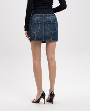 Balmain Blue wool mini skirt combination EF1LBA56DF25