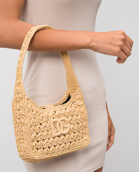 Dolce&Gabbana Beige woven hobo bag 3.5 with logo BB7657A4547