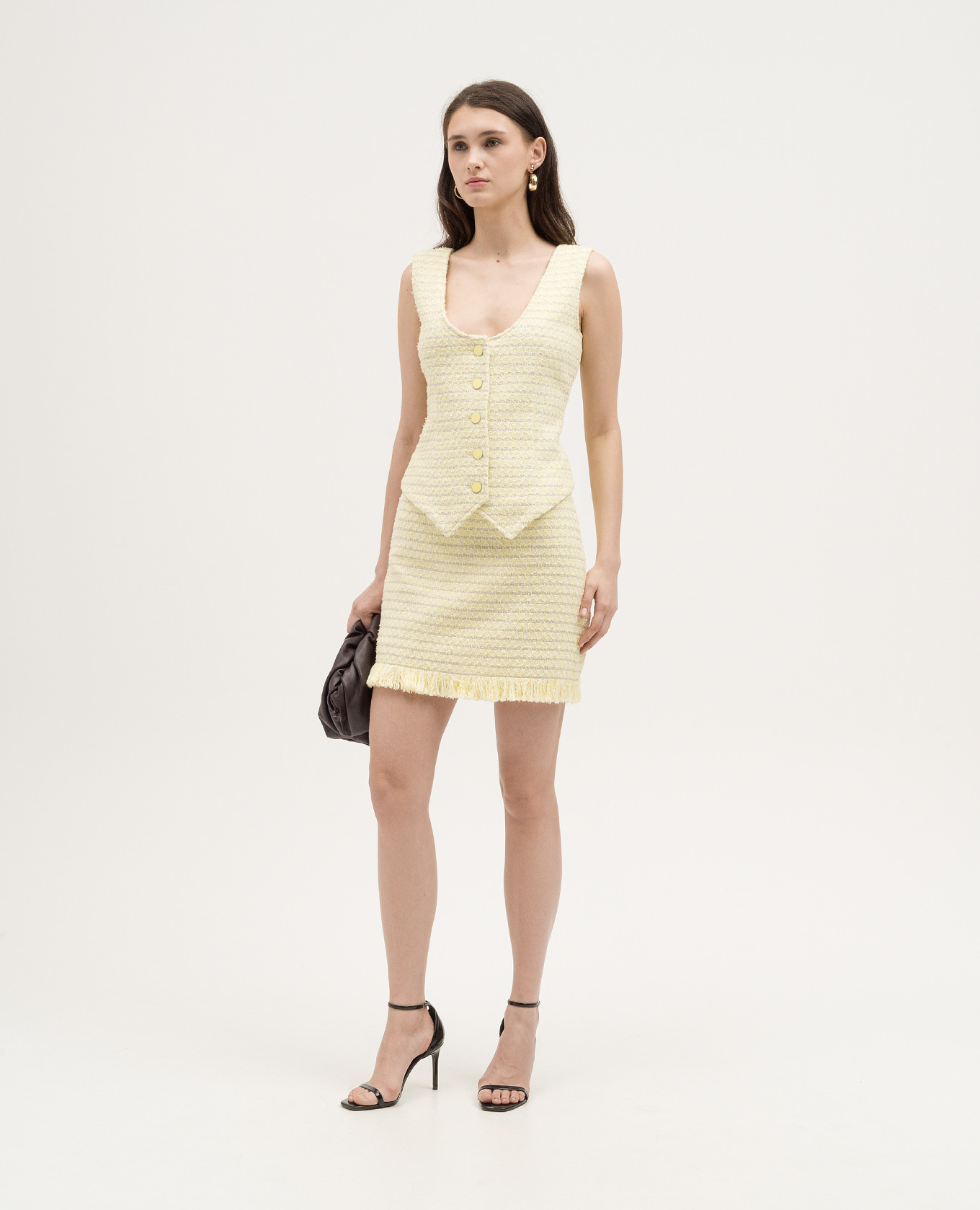 

Yellow striped tweed vest Twinset