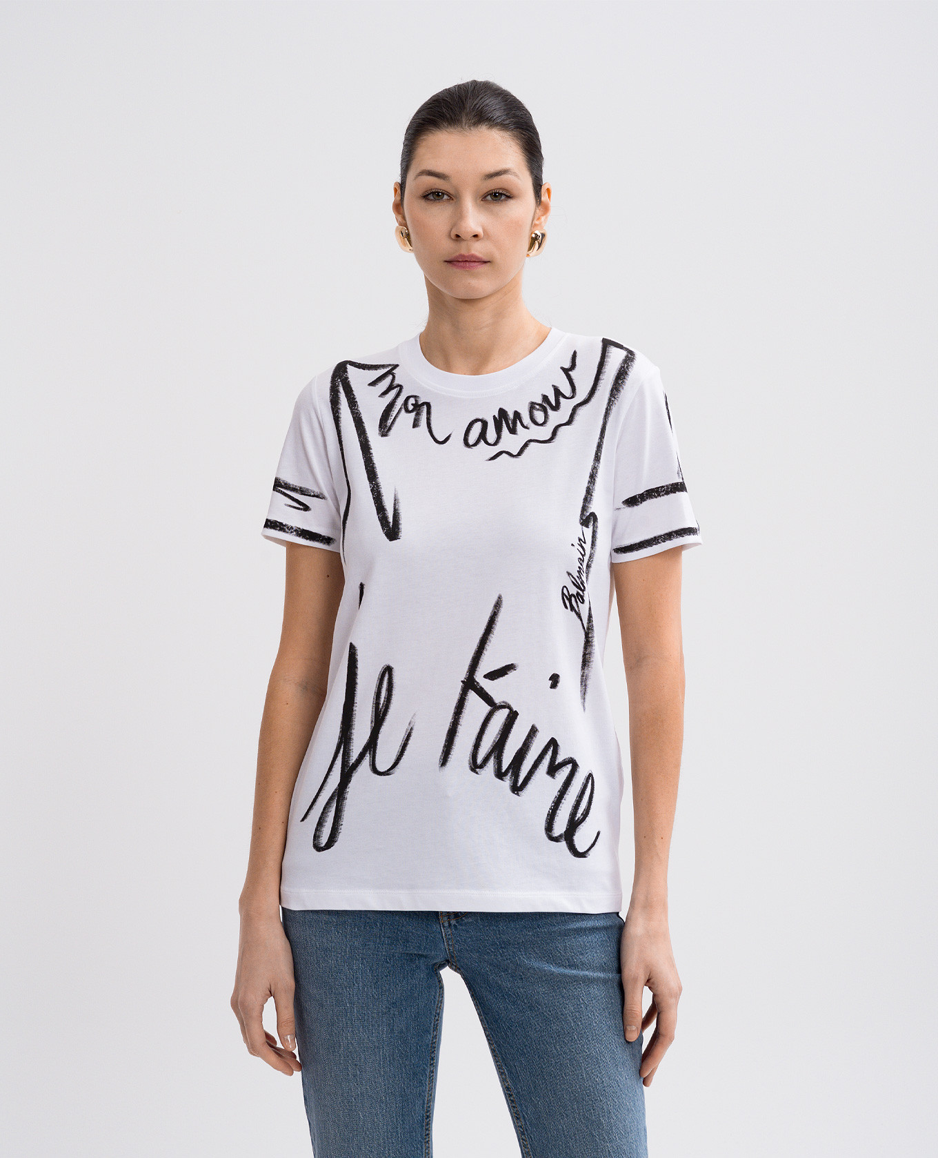 

White T-shirt with "Je t'aime" print Balmain