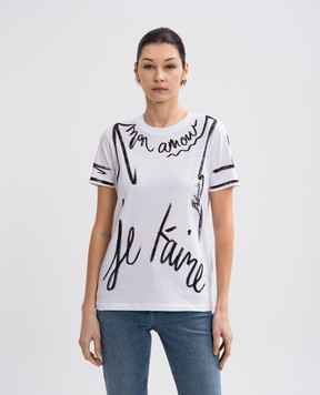 Balmain White T-shirt with "Je t'aime" print EF1EF000GE35