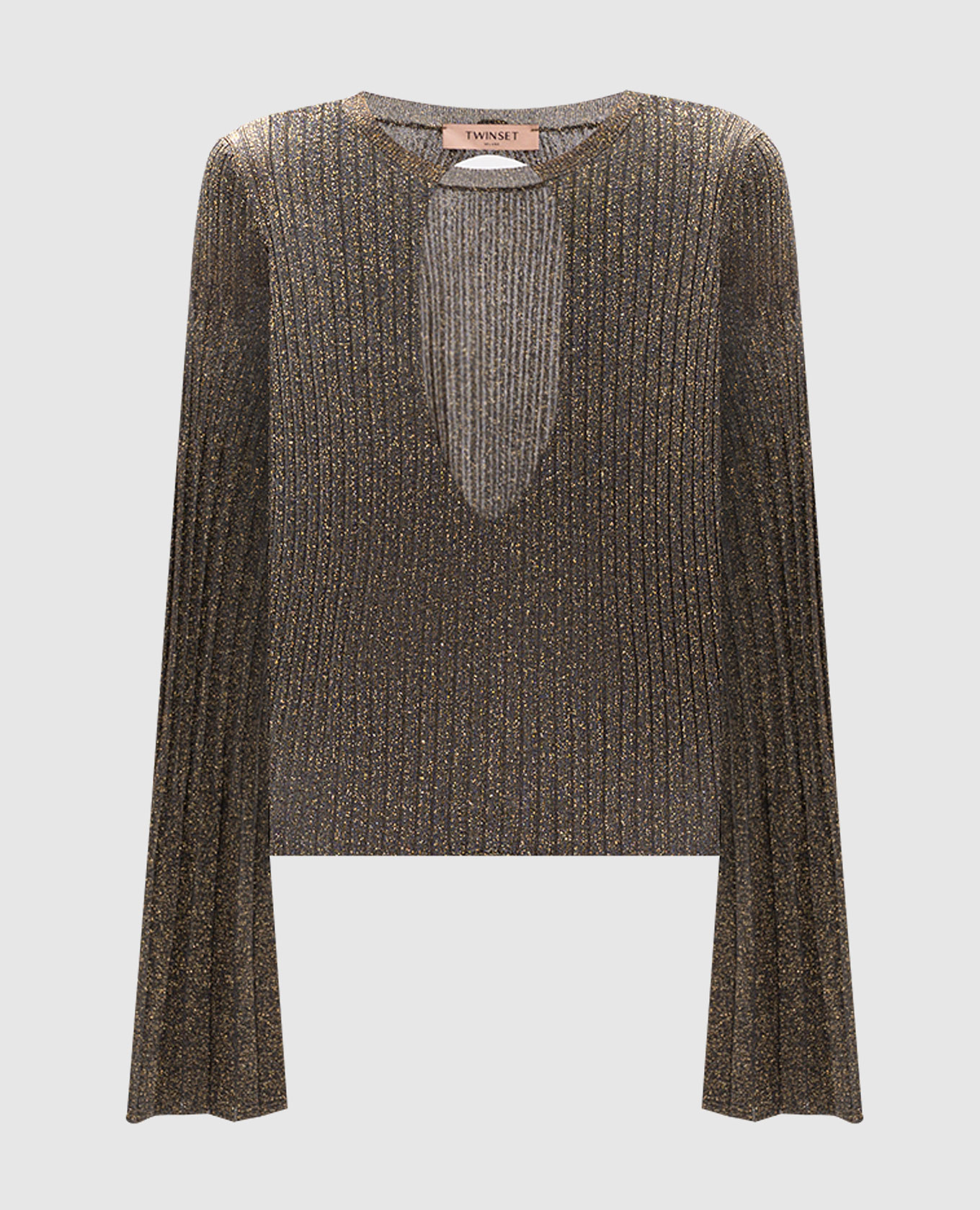 

Gray lurex jumper with metallic Oval T logo Twinset, Серый