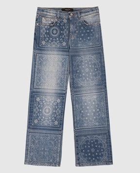 AMIRI Children's blue jeans with Bandana pattern AKDNGH1001