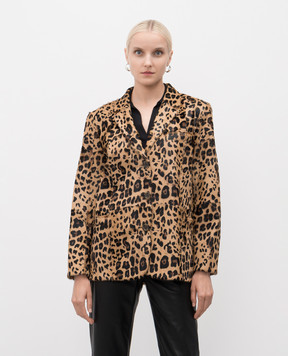 Simonetta Ravizza Blair brown leather jacket in animal print F05JA223K1