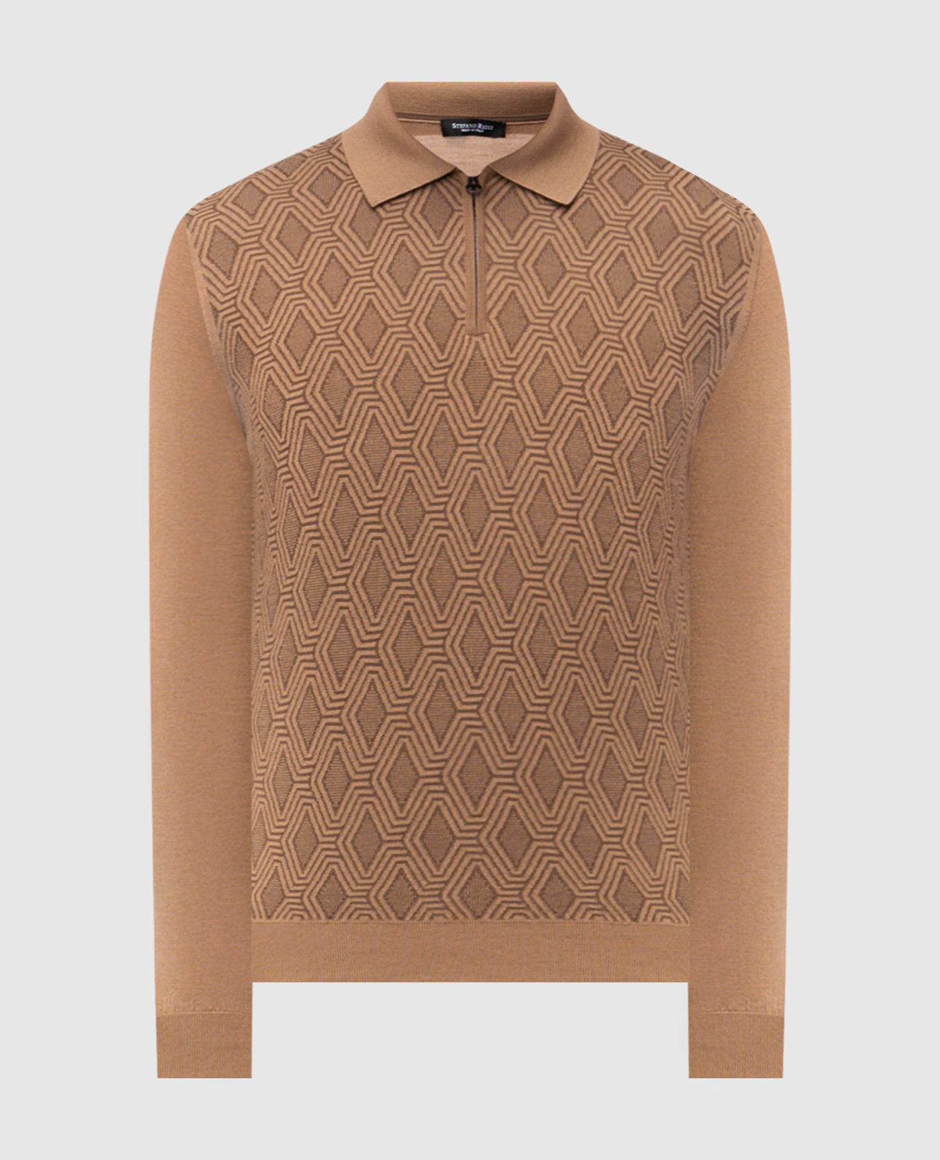 

Brown wool, silk and cashmere polo shirt with a pattern Stefano Ricci