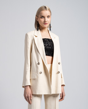 Peserico Beige jacket with linen and lurex S0139701710