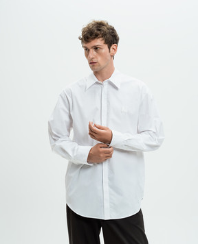 MSGM White shirt with logo monogram patch 3740ME02247505