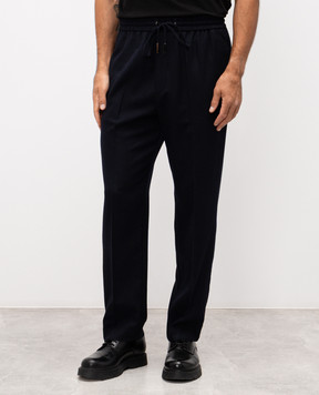 Iceberg Blue wool and silk pants with logo patch B0803080