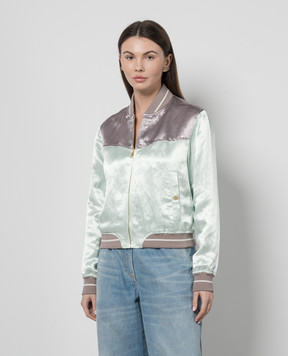 Palm Angels Green bomber jacket with Palm embroidery PWEH021S24FAB001
