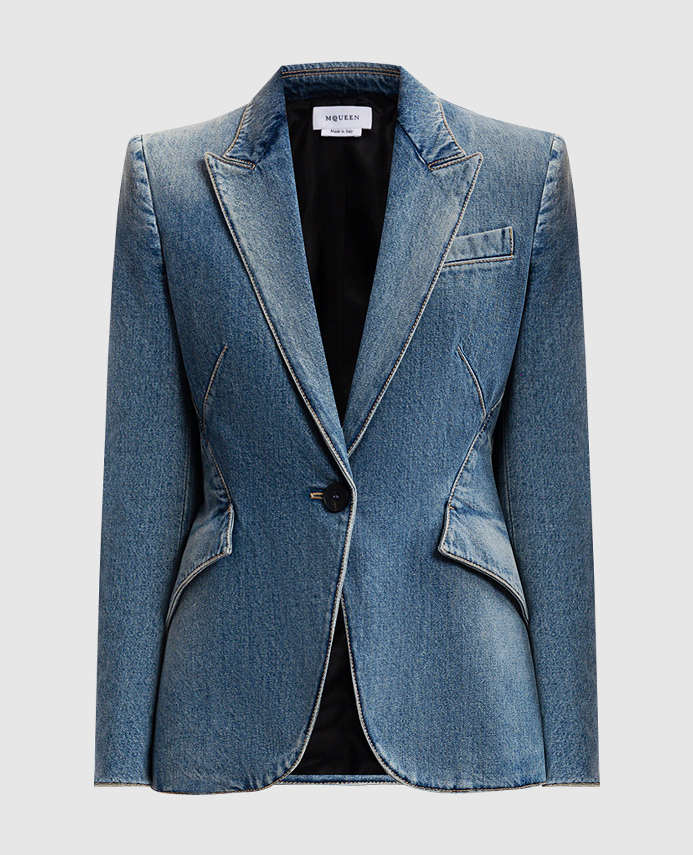 

Blue denim jacket with a distressed effect Alexander McQueen