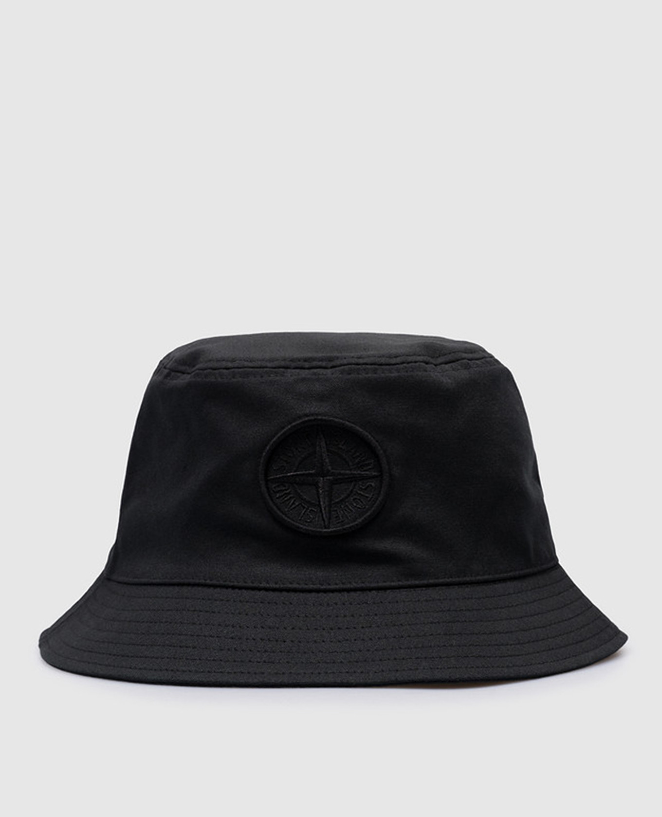

Black panama hat with textured logo emblem embroidery Stone Island