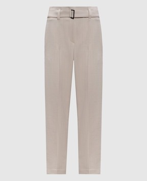Brunello Cucinelli Beige wool trousers with a monil chain MB129P8762