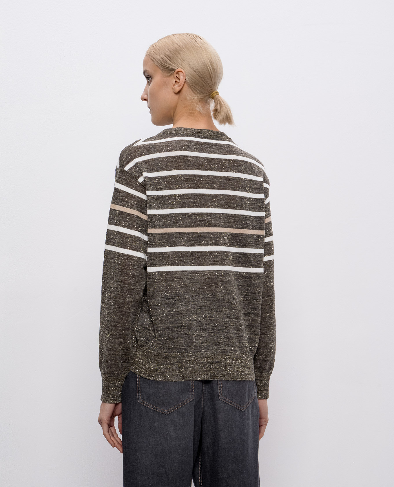 

Gray striped linen jumper Brunello Cucinelli, Grey