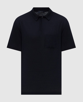 Sease Blue polo shirt with woven pattern KP038XG069