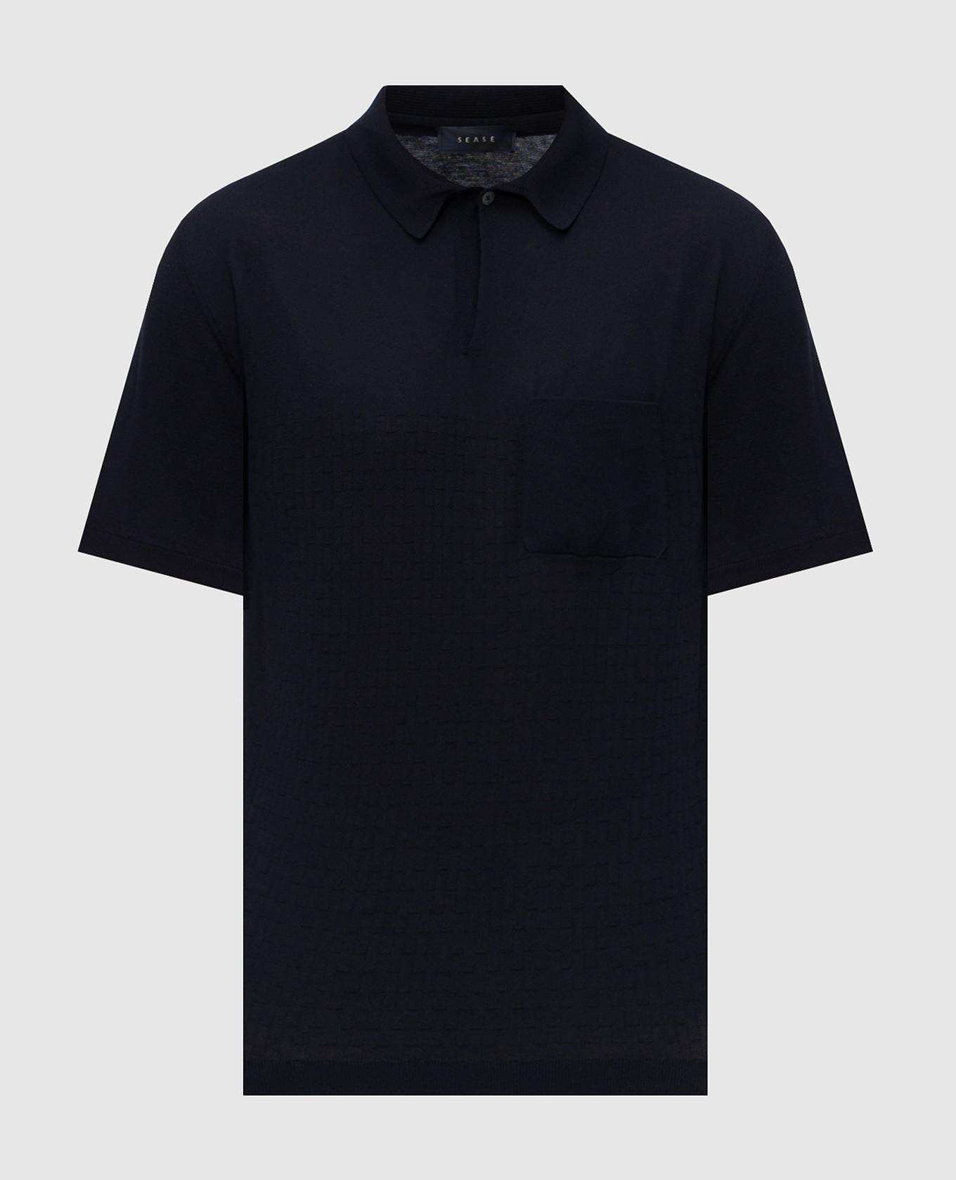 Blue polo shirt with woven pattern Sease