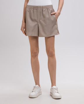 Ami Paris Beige wool shorts with logo patch USO117WV0065