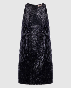 Twinset Black mini dress with sequins and scrawl 252TP2370