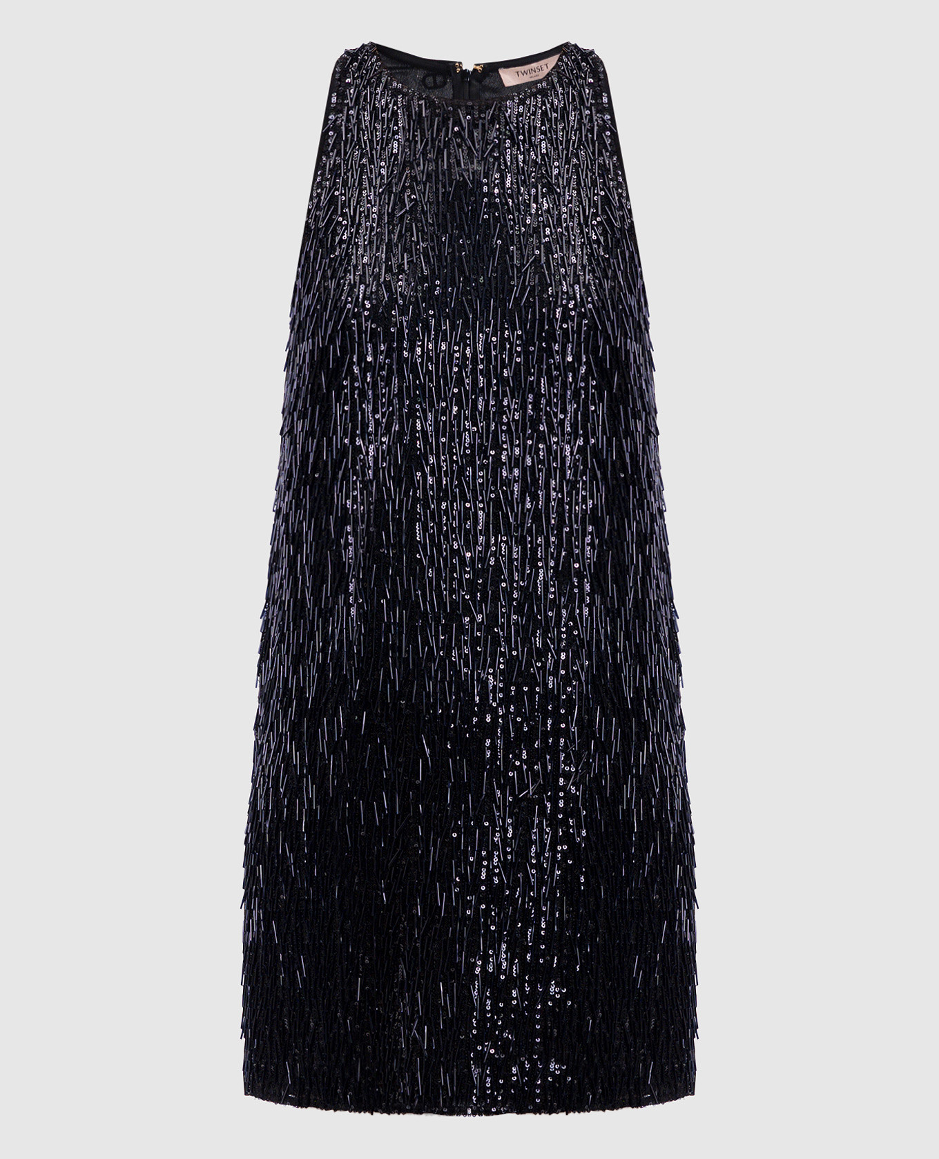 Black mini dress with sequins and scrawl Twinset