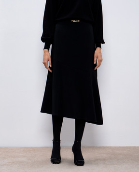 Twinset Black skirt of asymmetric cut with a frill 242TP2084
