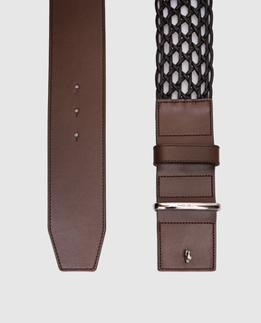 Max Mara Brown leather belt with weaving WAISTBAND60
