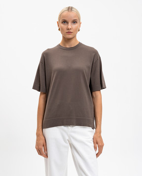 John Smedley Brown DANBY T-shirt with slits DANBY
