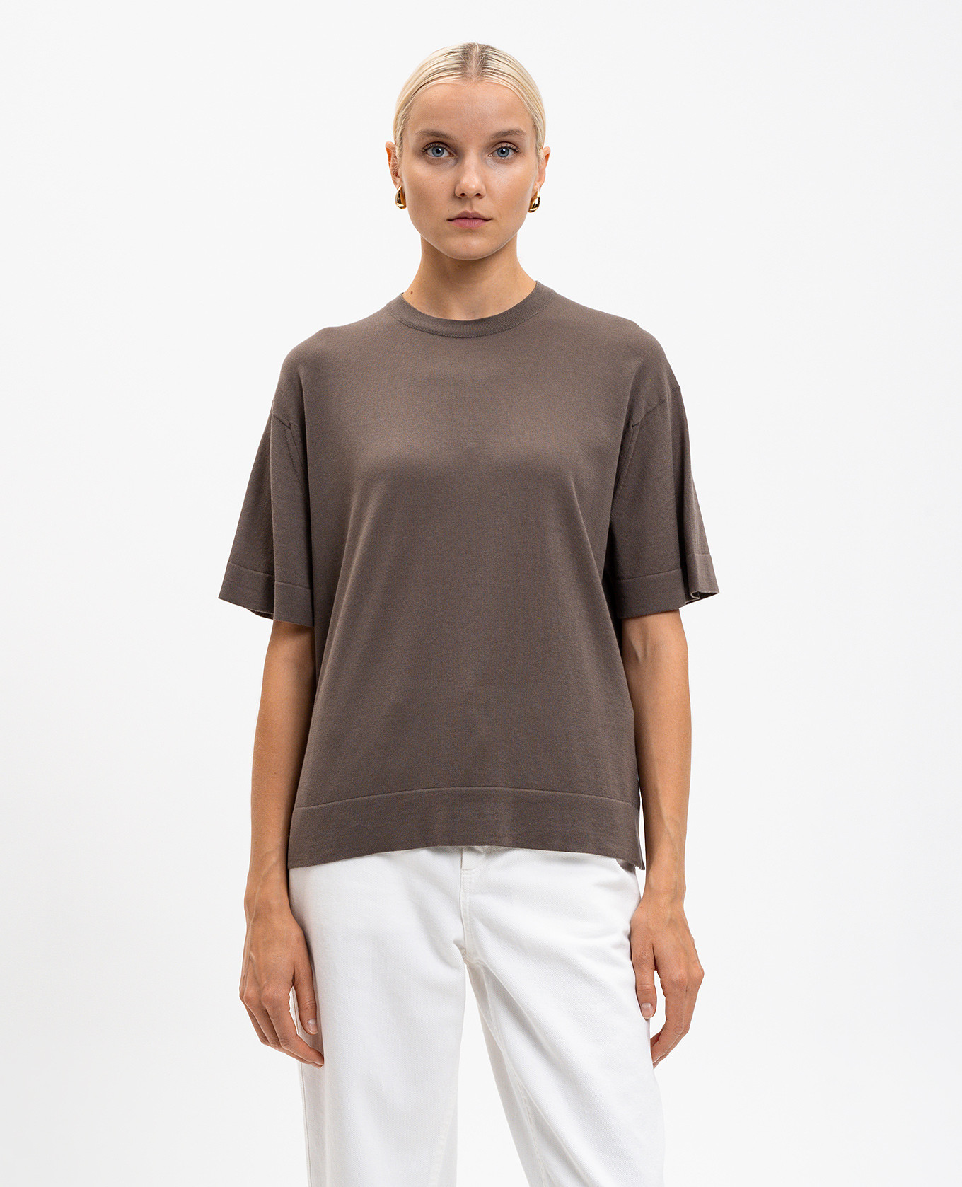 

Brown DANBY T-shirt with slits John Smedley