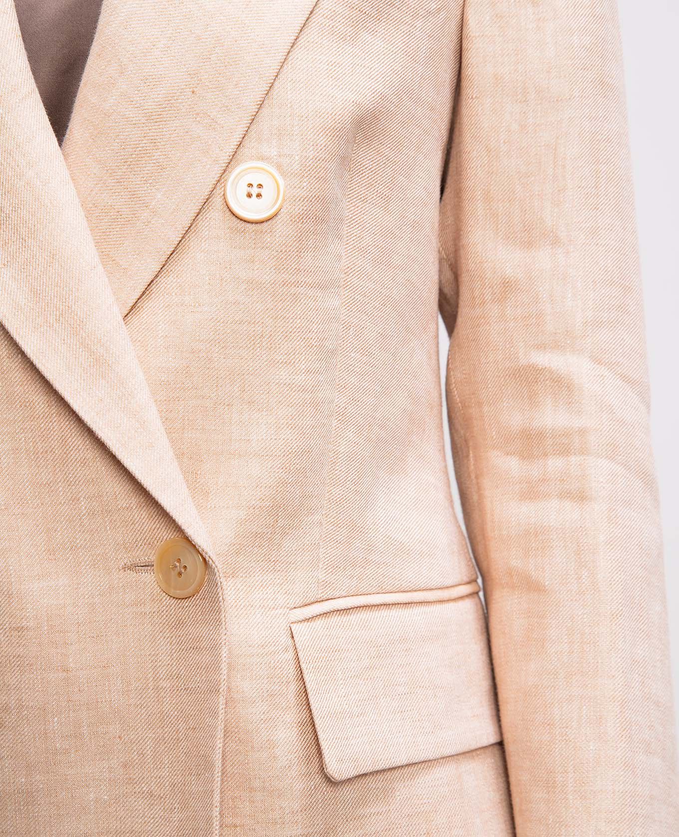 

Beige double-breasted linen jacket Peserico