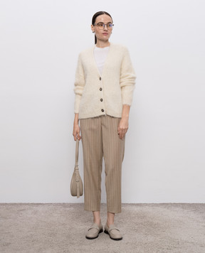 Peserico Beige striped wool pants P0407203362