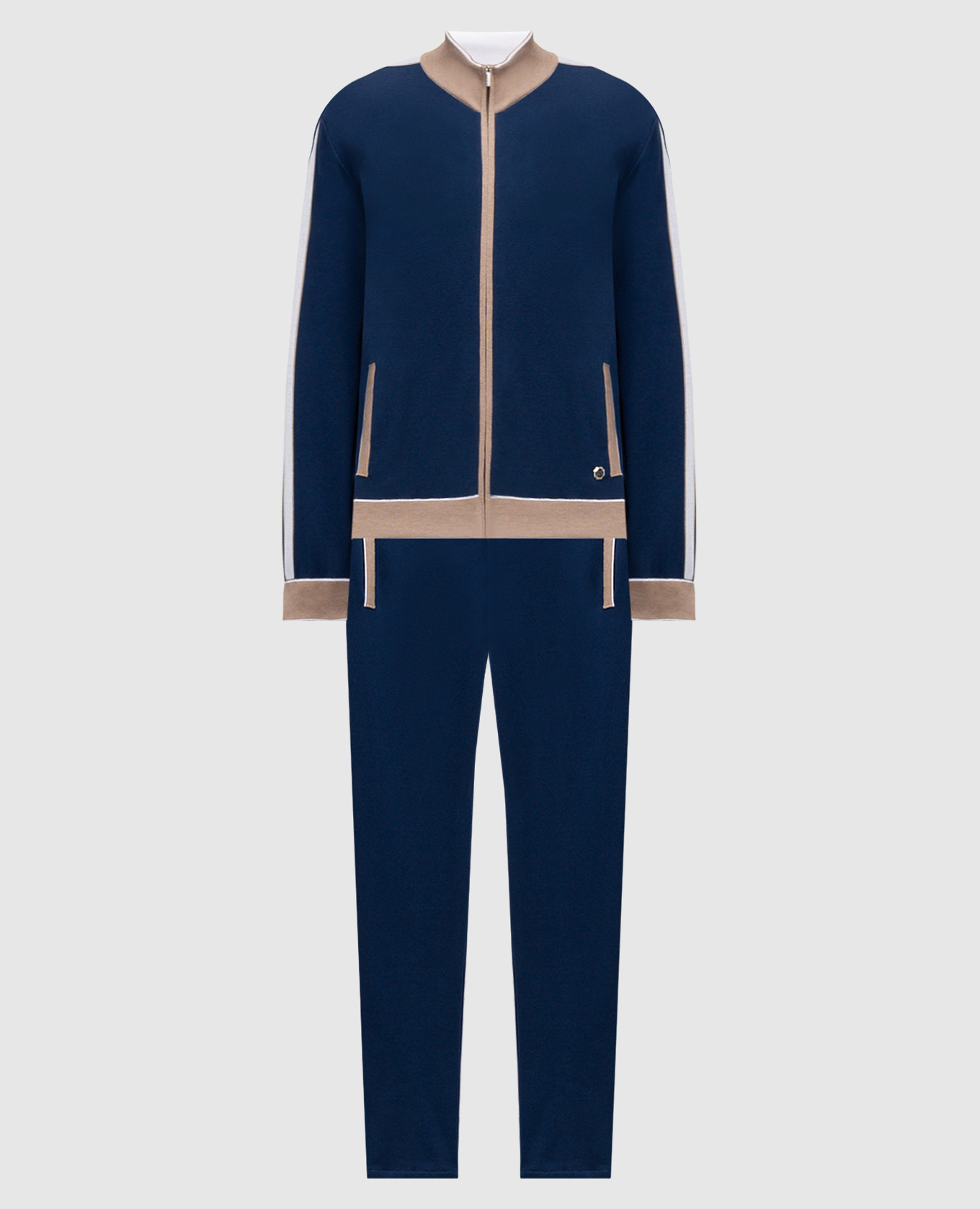 

Blue tracksuit with engraved monogram logo Bertolo Cashmere