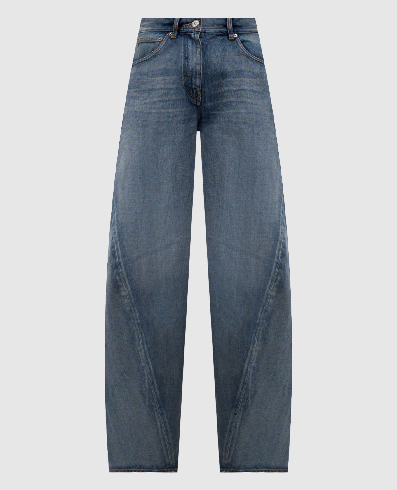 

Blue mom jeans with logo patch Versace