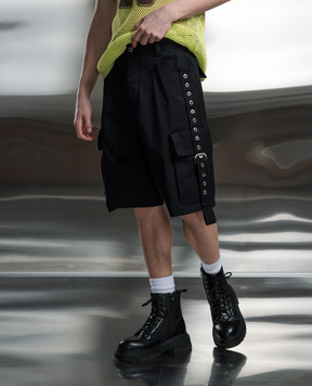 Off-White Black shorts with straps OMCB093S24FAB001