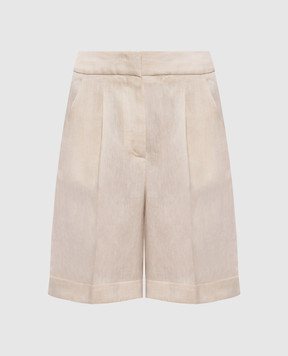 Peserico Beige linen shorts with lapels P04083Z02629