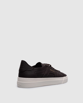 Santoni Brown leather sneakers with logo MBGT21967PNNTSIW