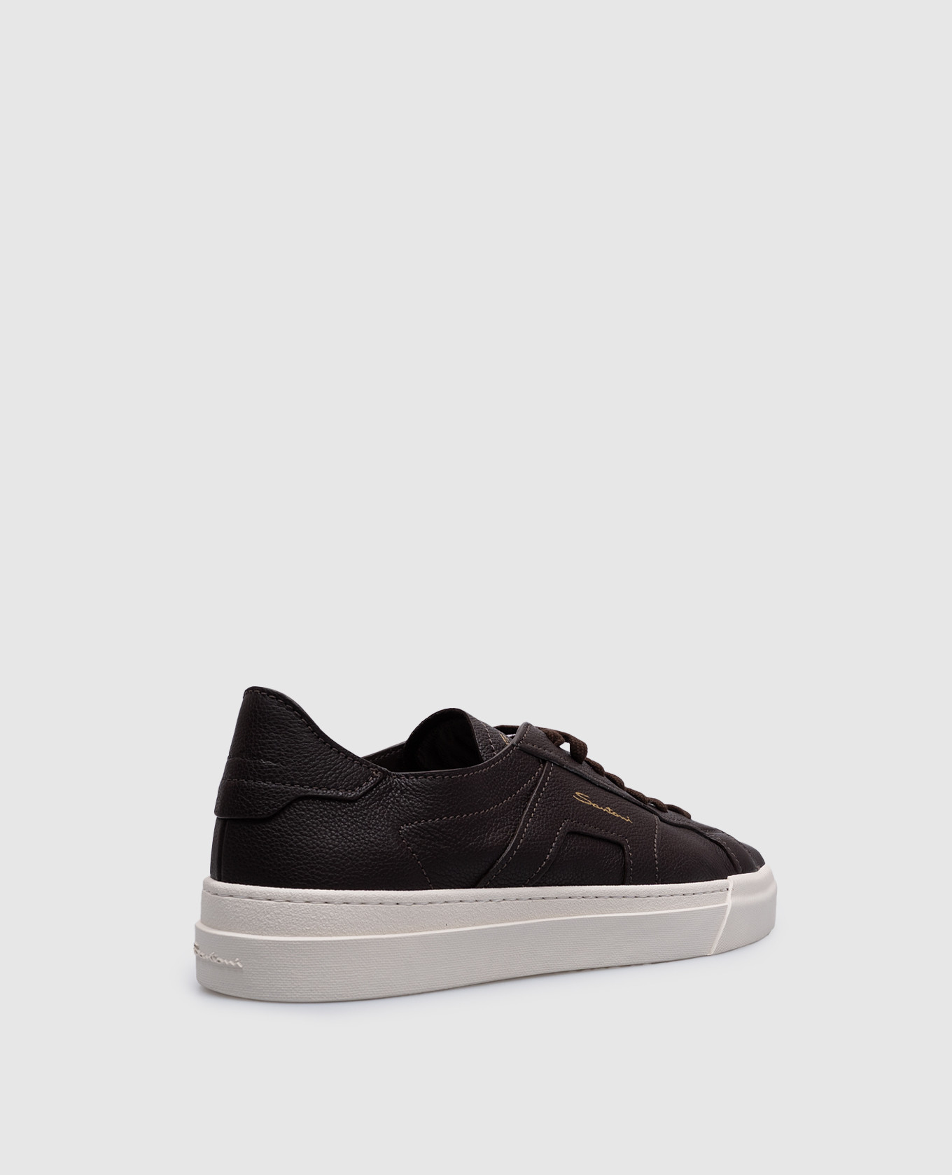 Brown leather sneakers with logo Santoni 3