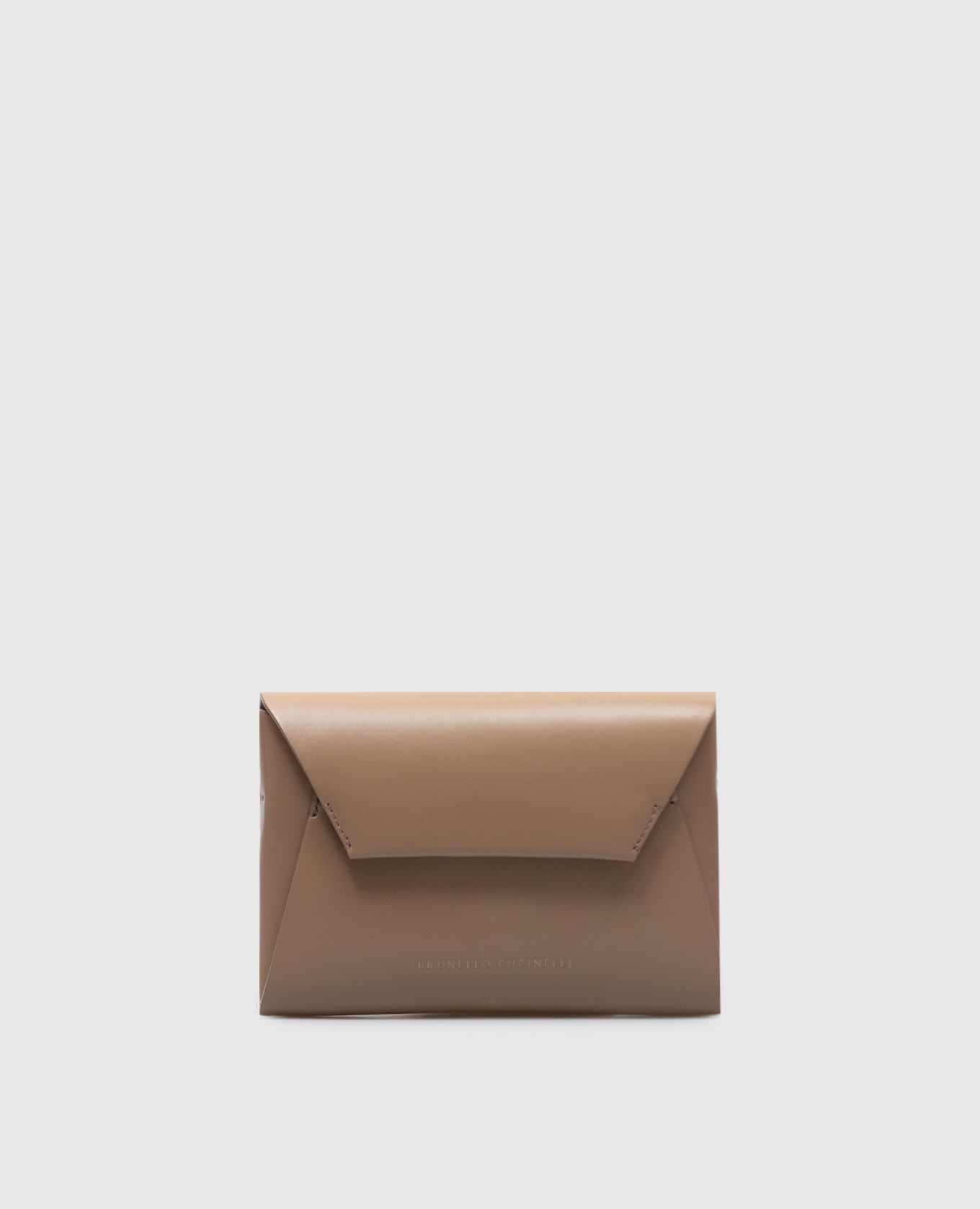 

Beige leather Duo clutch with logo Brunello Cucinelli