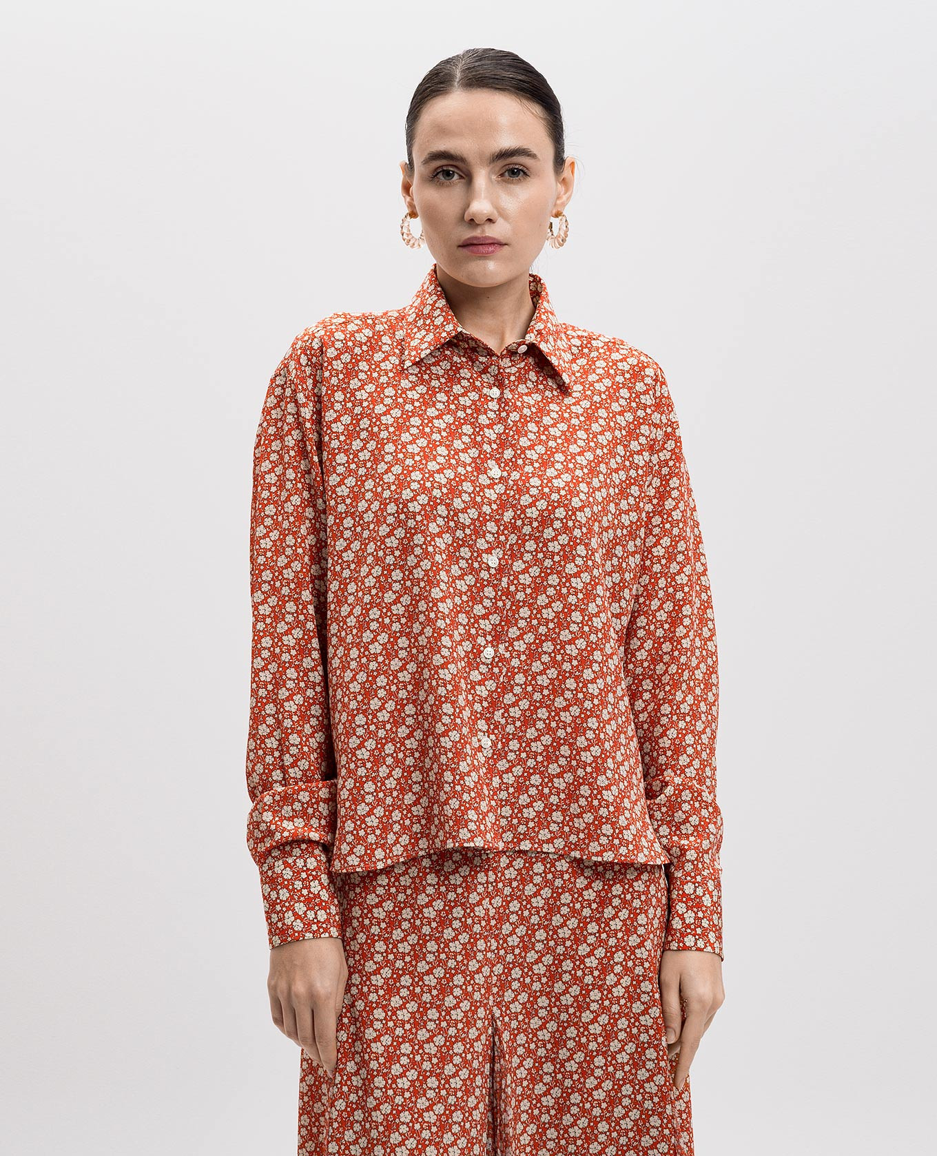 

Red silk blouse with floral print Ermanno Scervino