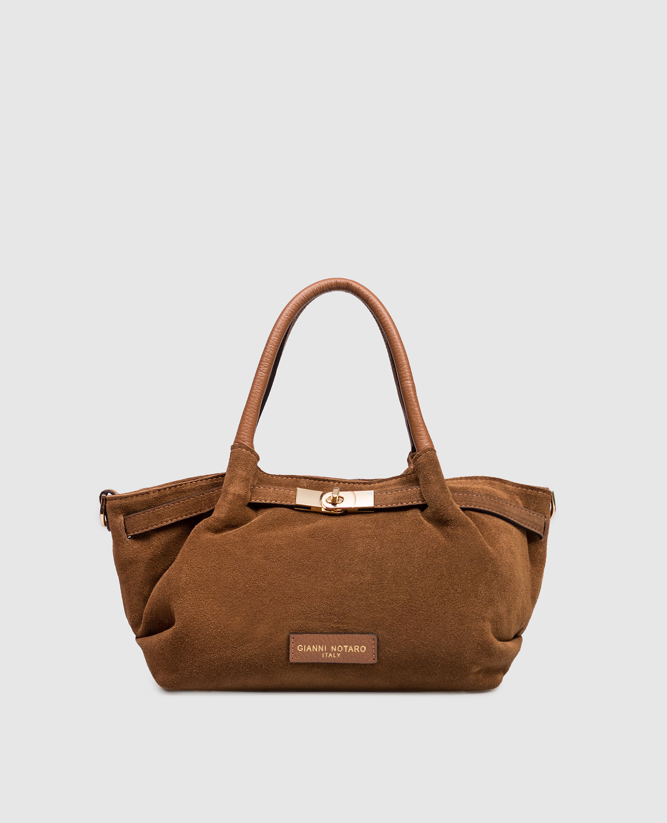 

Brown suede bag with logo patch Gianni Notaro
