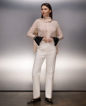 Victoria Beckham White flared pants with wool 1124WTR005120A