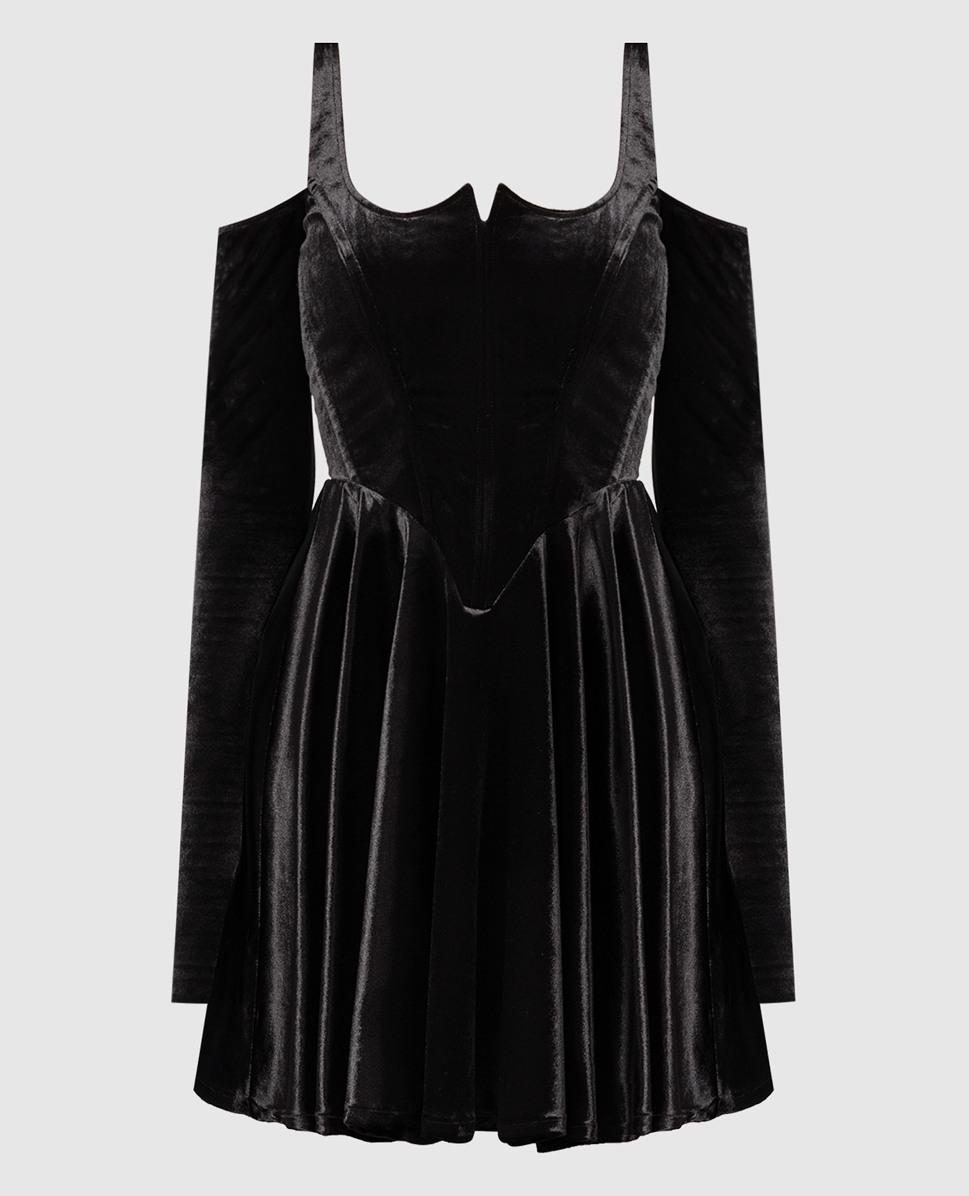 

Black velvet dress with open shoulders Versace Jeans Couture