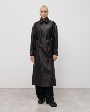 Ann Demeulemeester Ansa black leather double-breasted trench coat B0013109LT038
