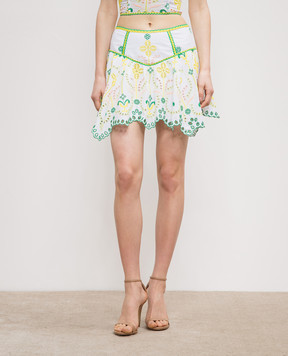 Charo Ruiz White linen Pauline skirt with broderie embroidery 244400
