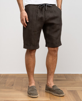 Cashmere&Whiskey Brown linen shorts 0255500195
