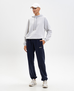 Off-White Barber Shop grey melange hoodie 2BB035F25FLE004