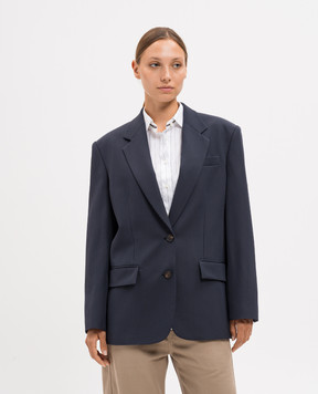 Brunello Cucinelli Blue wool jacket with monil chain MD5807171P